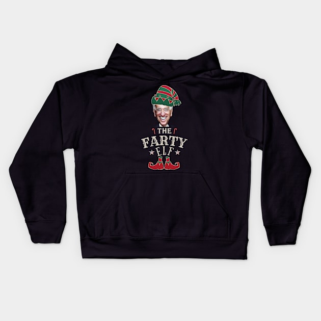 The Farty Biden Elf Funny | Sarcastic Political Anti Biden Design Kids Hoodie by HROC Gear & Apparel